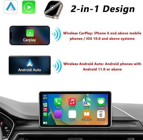 Wireless Carplay Adapter for Rolls Royce Cullinan 2020 2021 2022 2023 2024, 2 in 1 Plug and Play Android Auto and Carplay Adapter Convert Wired to Wireless CarPlay,A BlackStyle in Saudi Arabia