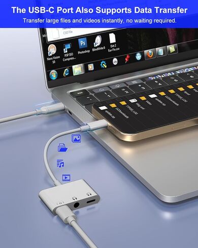 USB C Splitter 1 in 3 Out Dual USB C Headphone and Charger With 480Mbps Data, USB-C to 3.5mm Headphone Jack+ Dual Type c Dongle Surpport Music, Call, Microphone, PD60W Charging, Data Transfer in Saudi Arabia