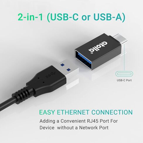 USB 3.0 Hub with Gigabit Ethernet — 3-Port SuperSpeed USB-A Hub + USB-C Adapter, 5Gbps Data Transfer, Plug-&-Play, Aluminum Design — Compatible with MacBook Pro/Air, Dell XPS, Surface, Chromebook in Kuwait