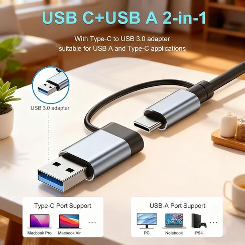 موزع USB C/USB، موزع ألومنيوم 8 في 1 USBC وUSB موسع مع USB 3.0، USB 2.0، SD/TF، ​​مقبس صوت، محول متعدد المنافذ لمنافذ الطاقة USB-C متوافق مع أجهزة الكمبيوتر الشخصية/أجهزة الكمبيوتر المحمولة/Mac Book Pro/Air/iMac/iPad والمزيد من الأجهزة in Saudi Arabia