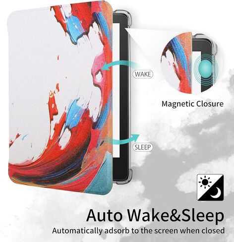 Case for 6.8" Kindle Paperwhite 11th Generation 2021 and Signature Edition, PU Leather Cover & Flexible Soft Clear Back Cover with Auto Sleep/Wake in Saudi Arabia