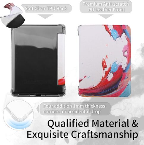 Case for 6.8" Kindle Paperwhite 11th Generation 2021 and Signature Edition, PU Leather Cover & Flexible Soft Clear Back Cover with Auto Sleep/Wake in Saudi Arabia