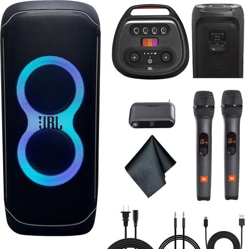 JBL PartyBox Ultimate 1100W Portable Speaker - Wi-fi & Bluetooth Connectivity Splashproof, Powerful Sound and Light Show (JBLPARTYBOXULTAM) + Wireless Two Microphone System with Receiver + More in Saudi Arabia