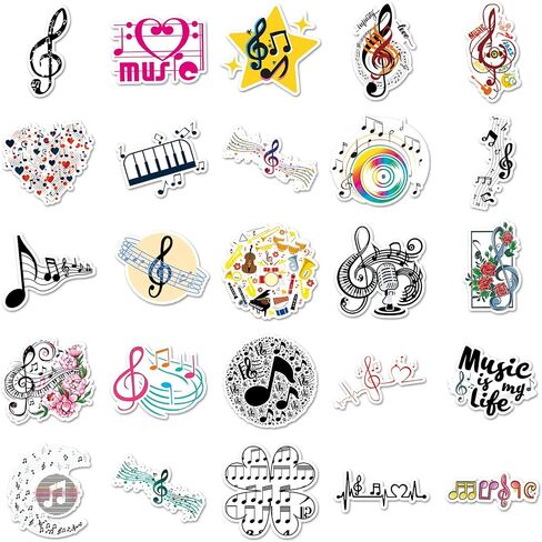 50 Pcs 90s 80s Stickers, 1990's 1980's Hip Hop Party Favors, Birthday Decorations Vinyl Waterproof Musical Note Stickers for Water Bottles, Laptop, Notebook, Scrapbook, Luggage in Saudi Arabia