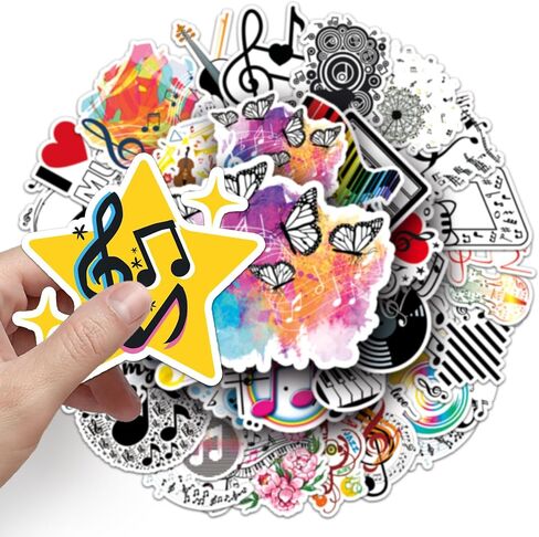 50 Pcs 90s 80s Stickers, 1990's 1980's Hip Hop Party Favors, Birthday Decorations Vinyl Waterproof Musical Note Stickers for Water Bottles, Laptop, Notebook, Scrapbook, Luggage in Saudi Arabia