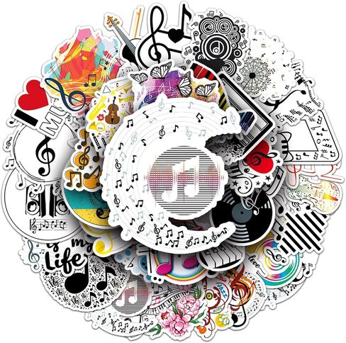 50 Pcs 90s 80s Stickers, 1990's 1980's Hip Hop Party Favors, Birthday Decorations Vinyl Waterproof Musical Note Stickers for Water Bottles, Laptop, Notebook, Scrapbook, Luggage in Saudi Arabia