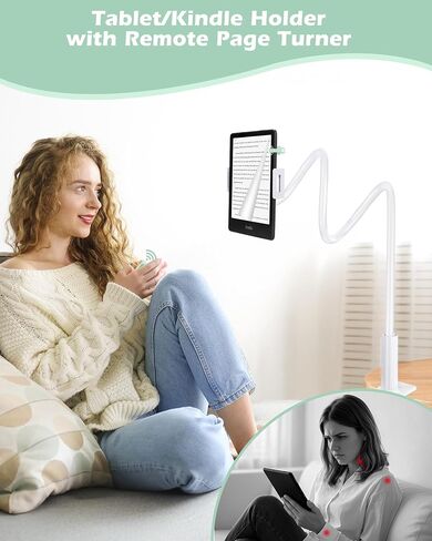 حامل تابلت معقوفة لقراءة كيندل في السرير مع أداة تقليب الصفحات عن بعد، حامل ذراع كسول لملحقات كيندل، كاتب الورق الأبيض الملون، ملحق القارئ الإلكتروني مع أداة تقليب الصفحات (أخضر) in Kuwait