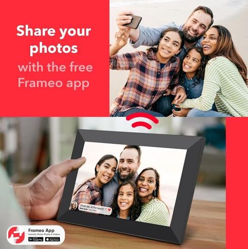 إطار صور رقمي FRAMEO - إطار صور WiFi مقاس 14.1 بوصة | إطارات رقمية للصور | إرسال الصور ومقاطع الفيديو باستخدام تطبيق Frameo | شاشة تعمل باللمس 1280 × 800 (متجددة) in Saudi Arabia