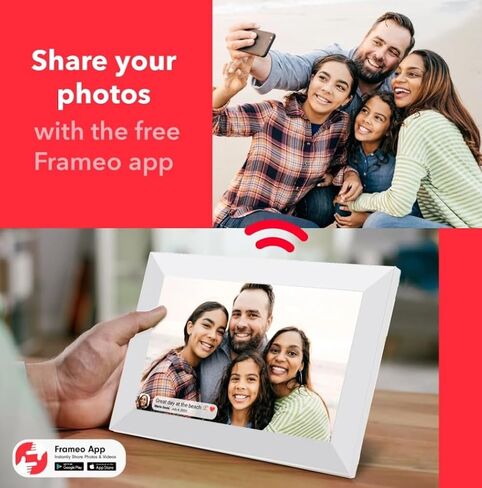 ONN 10.1" Digital Picture Frame Frameo WiFi Photo Transfer 16 GB Memory, Touch Screen (1280x800), Compatible for Both iOS and Android Devices. 100147212 (Renewed) in Saudi Arabia