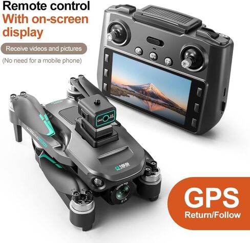 طائرة بدون طيار GPS RC مع شاشة على جهاز التحكم، كاميرا 4K EIS، إرجاع بنقرة واحدة، وظيفة التتبع، تعديل السرعة، أضواء LED، نقل صور 5G WiFi، تصوير بالإيماءات، تحديد موضع التدفق البصري، وضع مقطوعة الرأس، كاميرات مزدوجة، إرجاع تلقائي عندما تكون البطارية in Kuwait