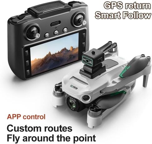 طائرة بدون طيار GPS RC مع شاشة على جهاز التحكم، كاميرا 4K EIS، إرجاع بنقرة واحدة، وظيفة التتبع، تعديل السرعة، أضواء LED، نقل صور 5G WiFi، تصوير بالإيماءات، تحديد موضع التدفق البصري، وضع مقطوعة الرأس، كاميرات مزدوجة، إرجاع تلقائي عندما تكون البطارية in Kuwait