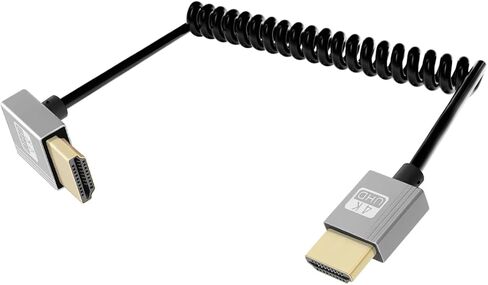 كابل ملفوف HDMI بزاوية 4K بطول 2.2 قدم، كابل HDMI قصير 270 درجة إلى HDMI، كابل HDMI 2.0 حلزوني زنبركي 4K@120 هرتز، 18 جيجابت في الثانية، للكاميرا/التلفزيون/بطاقات الالتقاط/الكمبيوتر اللوحي in Kuwait