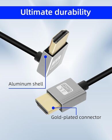 كابل ملفوف HDMI بزاوية 4K بطول 2.2 قدم، كابل HDMI قصير 270 درجة إلى HDMI، كابل HDMI 2.0 حلزوني زنبركي 4K@120 هرتز، 18 جيجابت في الثانية، للكاميرا/التلفزيون/بطاقات الالتقاط/الكمبيوتر اللوحي in Kuwait