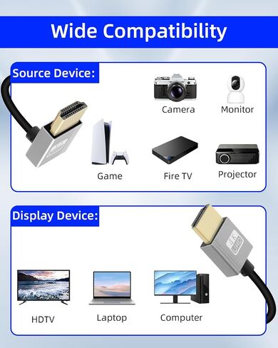 كابل ملفوف HDMI بزاوية 4K بطول 2.2 قدم، كابل HDMI قصير 270 درجة إلى HDMI، كابل HDMI 2.0 حلزوني زنبركي 4K@120 هرتز، 18 جيجابت في الثانية، للكاميرا/التلفزيون/بطاقات الالتقاط/الكمبيوتر اللوحي in Kuwait
