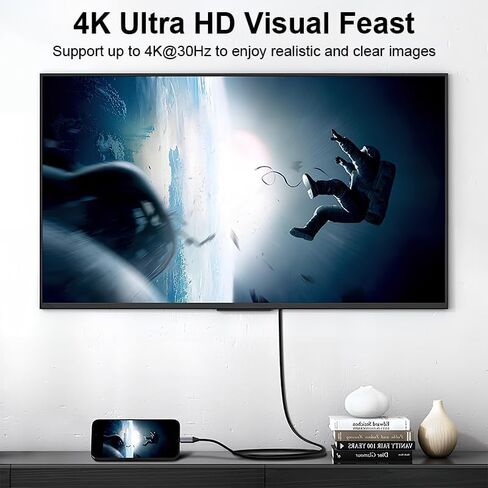 USB C to HDMI Cable 4K 30Hz High-Speed Type-C to HDMI Cord, Thunderbolt 3/4/5 Compatible with MacBook, iPhone 15/16 Series, Galaxy S9 to S24, Support 3D, HDR, 6.6FT in Saudi Arabia