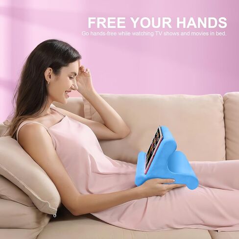 Universal Multi-Angle Tablet Stand Holder-Soft Pad Stand with black phone holder for Lap,Knee,Sofa and Bed,Compatible with iPad Pro 9.7,10.5,12.9 Air Mini 4 3,Kindle,Galaxy Tab,E-Reader (Pink) in Saudi Arabia