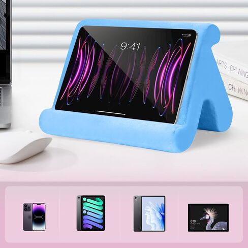 Universal Multi-Angle Tablet Stand Holder-Soft Pad Stand with black phone holder for Lap,Knee,Sofa and Bed,Compatible with iPad Pro 9.7,10.5,12.9 Air Mini 4 3,Kindle,Galaxy Tab,E-Reader (Pink) in Saudi Arabia