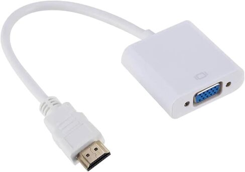 HDMI-متوافق مع سلك محول V/GA ​​فيديو عالي الدقة يدعم تحويل 1080P مناسب لجهاز عرض تلفزيون الكمبيوتر بدون (أبيض) in Saudi Arabia