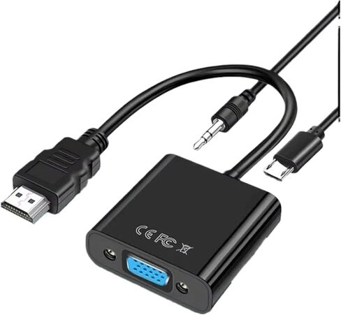 1080P HDMI-Compatible to V/GA Converter Male to Female Adapter with 3.5mm Ja-ck Cord for PC TV(Bundle 3) in Saudi Arabia