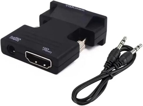 HDMI Female to V/GA Male Converter with 3 5mm Suitable Projectors High Definition Computer Monitors Set Top Box Connectors(White) in Saudi Arabia
