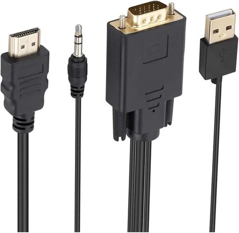 محول سلك 1.8 متر فولت/GA إلى HDMI مع مصدر طاقة USB 3.5 ملم 1080P إلى HDMI لجهاز عرض صندوق التلفزيون PC in Saudi Arabia