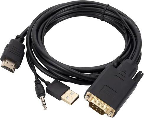 محول سلك 1.8 متر فولت/GA إلى HDMI مع مصدر طاقة USB 3.5 ملم 1080P إلى HDMI لجهاز عرض صندوق التلفزيون PC in Saudi Arabia