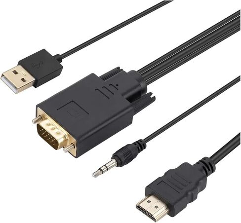 محول سلك 1.8 متر فولت/GA إلى HDMI مع مصدر طاقة USB 3.5 ملم 1080P إلى HDMI لجهاز عرض صندوق التلفزيون PC in Saudi Arabia