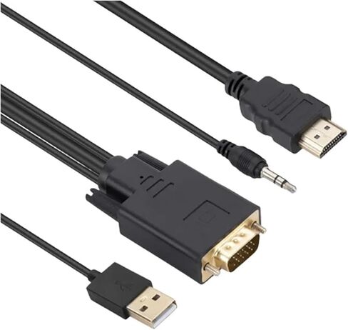 محول سلك 1.8 متر فولت/GA إلى HDMI مع مصدر طاقة USB 3.5 ملم 1080P إلى HDMI لجهاز عرض صندوق التلفزيون PC in Saudi Arabia