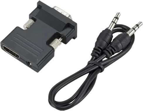 محول 1080P HDMI أنثى إلى V/GA ​​ذكر محول 3.5 مم يدعم محول إخراج sig/nal مع سلك HD2VGA (أبيض) in Saudi Arabia