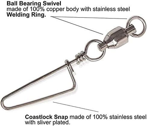 محمل كروي لصيد السمك عالي القوة مزود بحلقة ملحومة بمشبك ساحلي ومعيار المياه المالحة عالي القوة 100% من النحاس والفولاذ المقاوم للصدأ in Kuwait