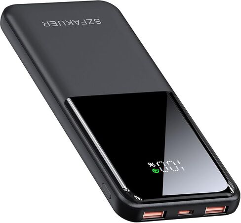 شاحن محمول، بنك طاقة نحيف 10000 مللي أمبير في الساعة، حزمة بطارية شحن سريع USB-C بقدرة 22.5 وات متوافقة مع iPhone 17/16/15/14/13/12 Pro وSamsung Galaxy وiPad وAirPods وأجهزة Android اللوحية (أسود) in Kuwait