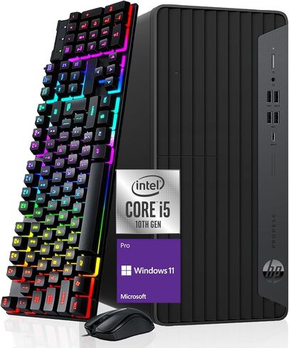 كمبيوتر مكتبي HP ProDesk 600 G6 Microtower، معالج ستة النواة i5-10500، 16 جيجابايت DDR4، 256 جيجابايت SSD، لوحة مفاتيح وماوس، واي فاي، بلوتوث، Windows 11 Pro (متجدد) in Saudi Arabia