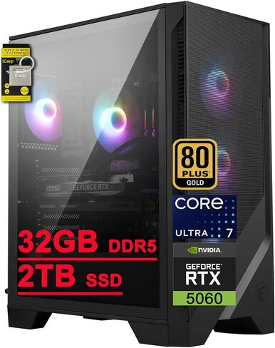 msi Codex R2 AI سطح المكتب الثاني للألعاب Intel 20-core Ultra 7 265 32GB RAM 2TB SSD GeForce RTX 5060 DLSS4 (ما يصل إلى 614 AI Tops) DisplayPort 5G Ethernet 80+ Gold PSU Wi-Fi6E Win11 ICP Hub in Saudi Arabia