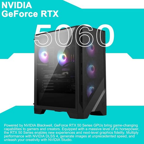 msi Codex R2 AI سطح المكتب الثاني للألعاب Intel 20-core Ultra 7 265 32GB RAM 2TB SSD GeForce RTX 5060 DLSS4 (ما يصل إلى 614 AI Tops) DisplayPort 5G Ethernet 80+ Gold PSU Wi-Fi6E Win11 ICP Hub in Saudi Arabia