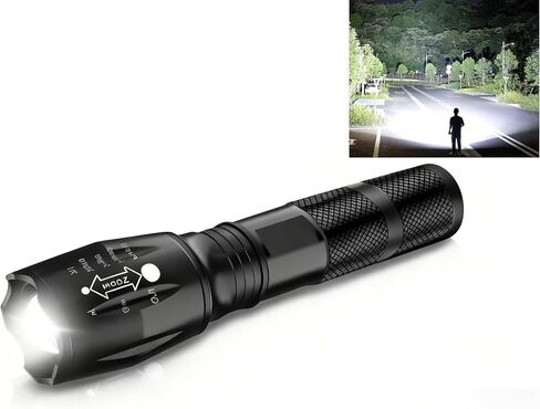 Powerful LED Tactical Flashlight, 750 FT High Lumens Durable Strong Flashlight with 5 Modes, Magnetic Portable Zoom, Waterproof, Holiday Gifts for Dog Walking (Turquoise, Batteries Not Included) in Saudi Arabia
