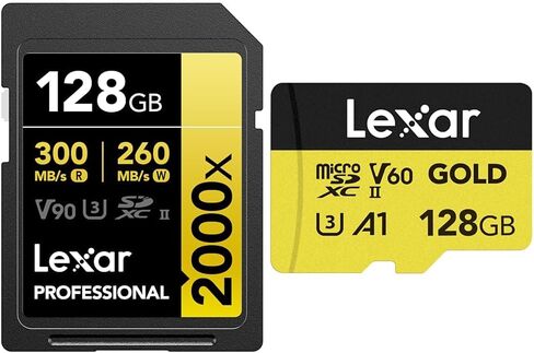Lexar 128GB 2000x SDXC & 128GB Gold Micro SDXC UHS-II Memory Cards in Saudi Arabia