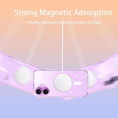Designed for iPhone 17 Pro Case Glitter Magnetic, Compatible with Wireless Charging, Sparkly Anti-Scratch Back Shockproof Slim Thin Phone Cases Cover for Women in Saudi Arabia