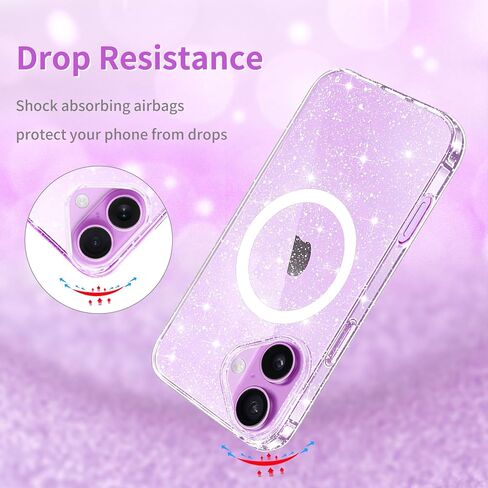 Designed for iPhone 17 Pro Case Glitter Magnetic, Compatible with Wireless Charging, Sparkly Anti-Scratch Back Shockproof Slim Thin Phone Cases Cover for Women in Saudi Arabia
