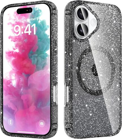 جراب مصمم لهاتف iPhone 17 مغناطيسي لامع، متوافق مع الشحن اللاسلكي، غطاء خلفي لامع مضاد للخدش ومقاوم للصدمات للنساء in Kuwait