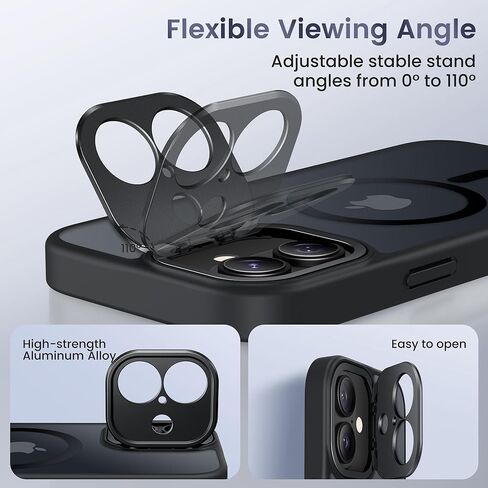 حافظة GolbinBox لهاتف iPhone 15 Pro، متوافقة مع Magsafe، حامل مدمج غير مرئي، حماية من الدرجة العسكرية، حافظة هاتف واقية مقاومة للصدمات وخلفية صلبة شفافة غير لامعة مضادة للخدش، أسود in Kuwait