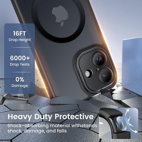 حافظة GolbinBox لهاتف iPhone 15 Pro، متوافقة مع Magsafe، حامل مدمج غير مرئي، حماية من الدرجة العسكرية، حافظة هاتف واقية مقاومة للصدمات وخلفية صلبة شفافة غير لامعة مضادة للخدش، أسود in Kuwait