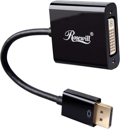Rosewill osewill DisplayPort إلى DVI Video Converter Dongle | محول محمول لأجهزة الكمبيوتر الشخصية وأجهزة الكمبيوتر المحمولة والشاشات وأجهزة العرض وأجهزة التلفزيون in Kuwait