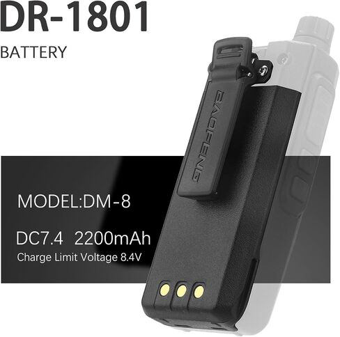 BaoFeng dm-1801 Original Battery,7.4V 2200mAh BF-H6 Replacement Battery for DM-1801 DR-1801 GA-510 GD-77 GD-77S GA-510 Two Way Radio，DM-8 Li-ion (2 Pack+Back Clip) in Saudi Arabia