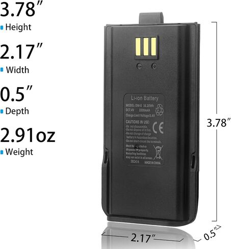 BaoFeng dm-1801 Original Battery,7.4V 2200mAh BF-H6 Replacement Battery for DM-1801 DR-1801 GA-510 GD-77 GD-77S GA-510 Two Way Radio，DM-8 Li-ion (2 Pack+Back Clip) in Saudi Arabia