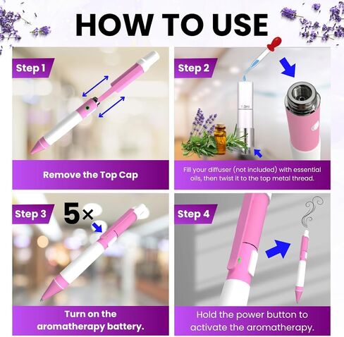 Aromatherapy Writing Pen Battery with Real Ink Tip and Hidden Diffuser Port, Soft Touch Ballpoint for Note Taking, Signature, and On-The-Go Relaxation, Rechargeable Wellness Gift for Office or Travel in Saudi Arabia