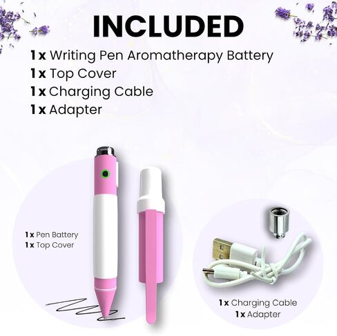 Aromatherapy Writing Pen Battery with Real Ink Tip and Hidden Diffuser Port, Soft Touch Ballpoint for Note Taking, Signature, and On-The-Go Relaxation, Rechargeable Wellness Gift for Office or Travel in Saudi Arabia