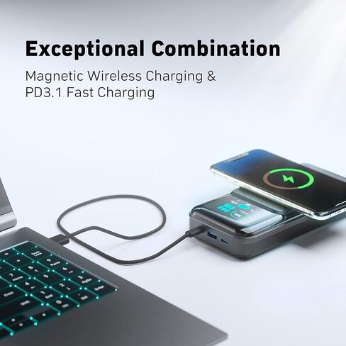 DENVIX PowerX Power Bank 1.1، 250W 4-in-1 25,000mAh شاحن محمول للكمبيوتر المحمول (91.25Wh) مع شحن لاسلكي مغناطيسي لأجهزة iPhone وSamsung وMacBook وDJI وAirPods والمزيد in Kuwait