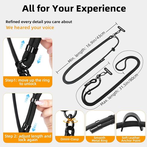 Phone Lanyard,Neck&Crossbody Strap,Anti-Theft Enhanced for iPhone/Android,Upgraded Fast-Fix Design,Travel & Everyday Use in Saudi Arabia