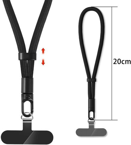 [Universal 360° Rotating Phone Holder] Adjustable Nylon Lanyard & Wrist Strap, 360° Rotating Clip, Anti-Theft Mobile Phone Holder, Universal Compatibility, with Easy Carry for Men and Women Black in Saudi Arabia