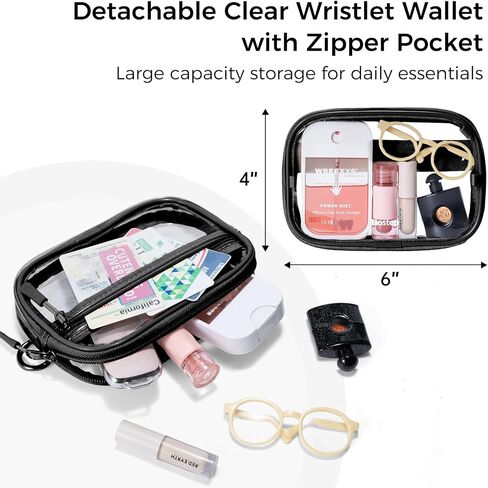 Clip and Go Strap for Phone with Wallet Crossbody Phone Lanyard Adjustable and Detachable Clear Bag with Zipper Pouch for Stadium Events and Concert in Saudi Arabia